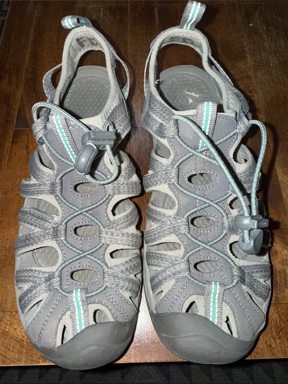 Women’s Keen Gray  Outdoor Sandals with Aqua Trim